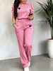 Women's Casual Suit Solid Color Heart Embroidered Puff Sleeve Top with Pocket Wide Leg Pants Spring/Summer Fashion_ecoleips.com