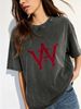 Women's Relaxed Fit Streetwear Tee, Mineral Wash Everyday Casual Top_ecoleips.com