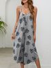 Women's Suspender Pocket Printed Jumpsuit Cropped Pants_ecoleips.com
