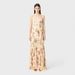 High-End French Style Floral Print Lace Trimmed Pleated Maxi Skirt Backless Dress for Beach Vacations_ecoleips.com