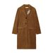 Suede-Effect Snap-Button Trench Coat – Women’s Longline Casual Outerwear (XS-L, Classic Brown)_ecoleips.com
