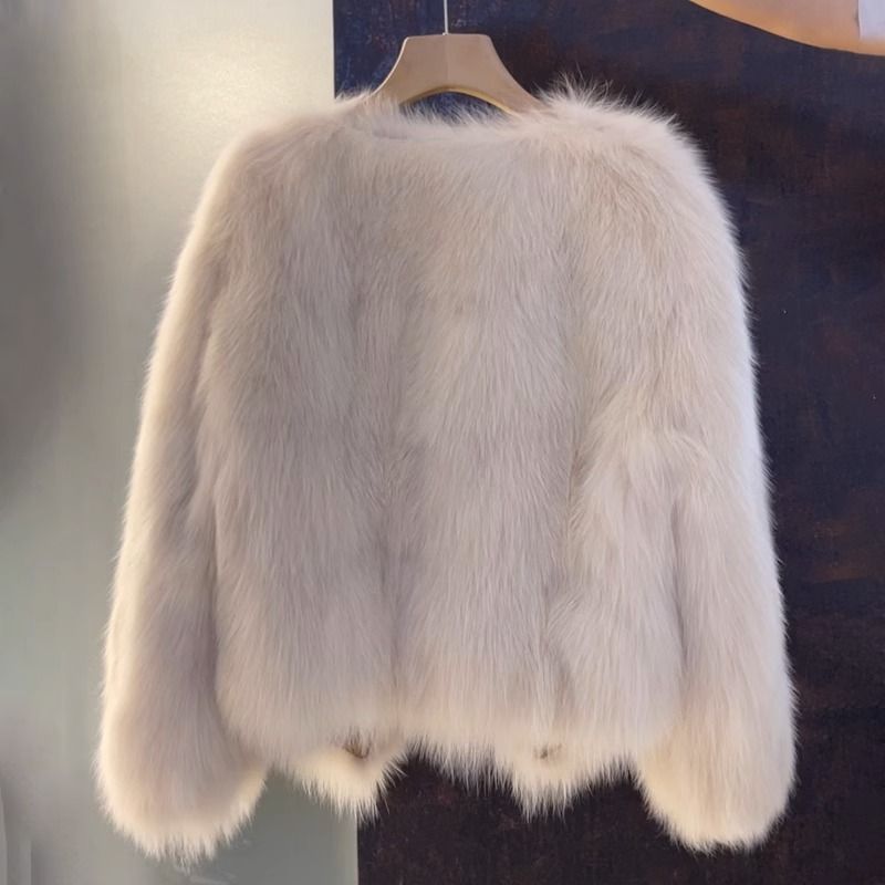 Short Fox Fur Coat Small Fragrant Button Top_ecoleips.com