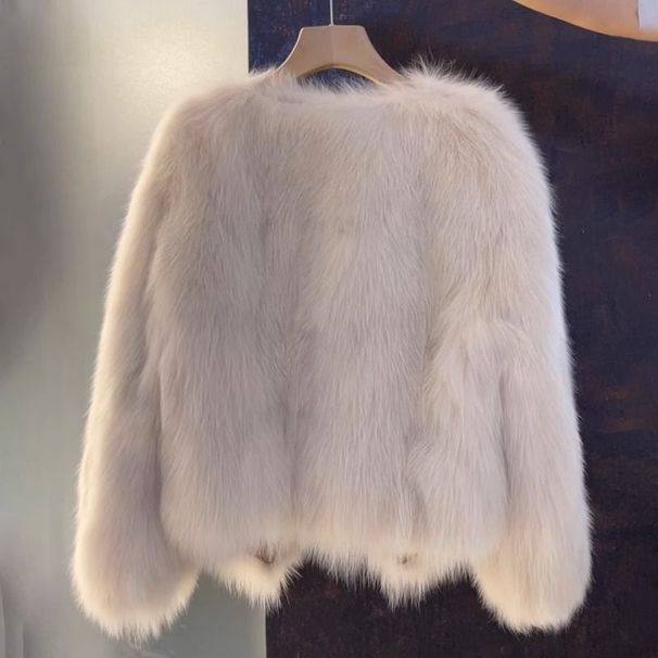 Short Fox Fur Coat Small Fragrant Button Top_ecoleips.com