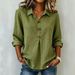 Women's Collared Cotton Linen Button up Top Loose Long Sleeved Shirt Fashionable European American Style_ecoleips.com