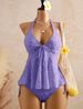 Lace Swimsuit Women Halter Neck Ruffles Two Piece Design Beachwear for Hot Springs And Beaches European American Style One-Piece_ecoleips.com