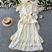 Elegant Pleated Dress for Women Belted Waist A-Line Skirt Orange Color Summer Style High End Feel Full Skirt_ecoleips.com
