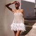 New Cross-Border European And American Style Party Sexy Backless Short Layered Tassel Mesh Feather Sequin Strap Dress_ecoleips.com