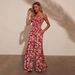 Women's Clothing high waist holiday style flower print suspenders jumpsuit _ecoleips.com