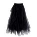 Aria Basics Aria Basics Women's Midi Fashionable Long Skirt, Solid Color, Ruffled, Fairy-like, Multi-layered, Irregular, Mid-waist, Light_ecoleips.com