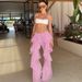 Women's Clothing Autumn Street Fashion Trousers For Women Tie Up Splicing Ruffle Hot Girl Slightly Flared Pants_ecoleips.com