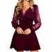 2024 Cross-Border Foreign Trade European And American New Style Mesh Patchwork Solid Color V-Neck Long Sleeve_ecoleips.com