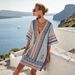 New Women's Super Fairy V-neck Vacation Beach Printed Loose Mid-length Dress_ecoleips.com