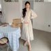 Autumn New Korean Fashion Embroidered Maternity Dress_ecoleips.com