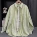 Modest Abaya Dress Women's Pure Cotton Shirt, Spring And Autumn Style, Korean Style, Solid Color, Polo Collar Cardigan, Casual, Loose, Thin, Summer_ecoleips.com