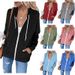 Women's Clothing Autumn And Winter Solid Color Long Sleeved Pocket Drawstring Hooded Zipper Thickened Sweatshirt_ecoleips.com