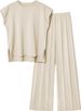 2024 European And American Women's Knitted Casual Sleeveless Vest Knitwear + Wide-Leg Pants Two-Piece Set_ecoleips.com