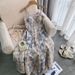 Women’s Clothing French Oil Painting Floral Dress Female Temperament Design Waist Romantic Seaside Holiday Suspender Long Dress_ecoleips.com