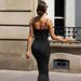 Women's Clothing Women's European American Style Long Dress Polka Dot Slim Fit Suspenders Sleeveless Hip Hugging Autumn_ecoleips.com