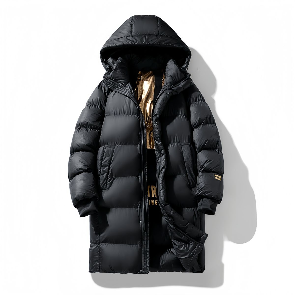 Women's Clothing Men's & Women's Long Winter Coat With Graphene Lining, Thickened Black Hooded Jacket For Cold Weather, Stylish Casual Outerwear_ecoleips.com