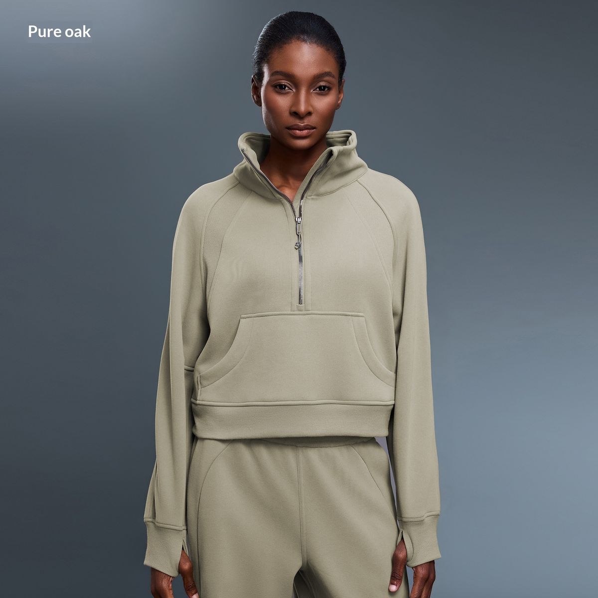 High Neck Half Zip Pullover Top, Casual Loose Fleece Lined Warm Sports Sweatshirt Jacket, Women's Short Style, D25131_ecoleips.com