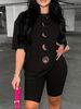Summer Women's Casual And Fashionable Moon Print Loose T-shirt+shorts Two-piece Sportswear Suitable For Daily Wear-111_ecoleips.com