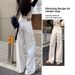 Women's High-Waisted Wide Leg Jeans White Loose Fit Slim Straight Leg Drape Detail Early Autumn Style for Petite Figures_ecoleips.com