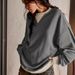 Women's Street Style Contrast Color Ribbed Long Sleeve Round Neck Sweater Jacket Loose Shoulder Top For Spring And Autumn_ecoleips.com