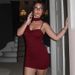 European And American Style Hot-Selling Women's 2025 Autumn Winter New Fashion Sexy Ruched Bodycon Strap Solid Color_ecoleips.com