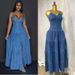 Women's Clothing Women's Summer New Sexy Fashion V Neck Suspender Back Strap Denim Dress Cake Long Skirt_ecoleips.com