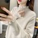 Women's Half-high Colla Lace Patchwok Sweate, New Winte Style, Knitted Base Laye, Solid Colo, Wam Pullove_ecoleips.com
