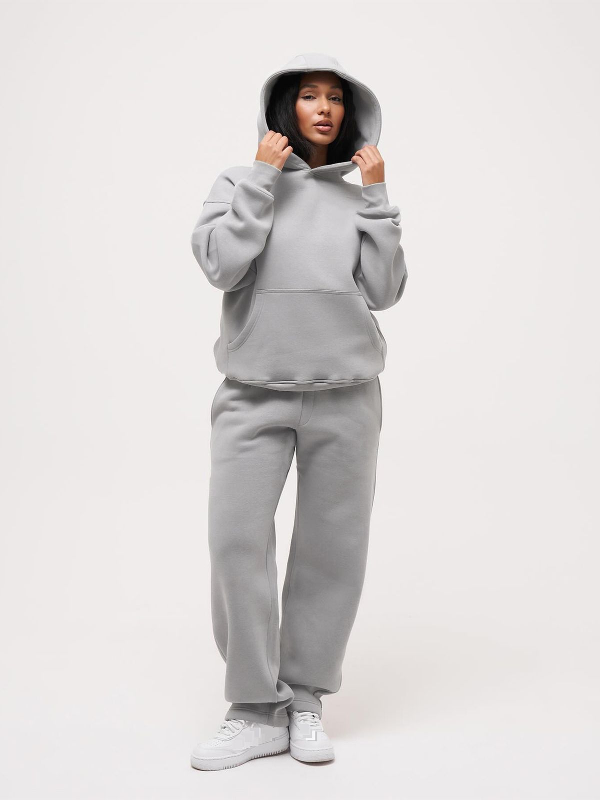Autumn And Winter Casual Sweater Suit Long Sleeved Pocket Pullover Hooded Top Elastic Waist_ecoleips.com