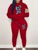 Women's Autumn And Winter Casual Fashion Cartoon Rabbit Pattern Printed Thick Fleece Warm Hooded Sweatshirt+sports Pants Set-753_ecoleips.com