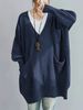 Women Plus Size Lightweight Breathable V Neck Oversized Knit Tunic Long Sleeve Multi Pockets Loose Knit Sweater_ecoleips.com