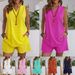Women's Clothing Summer New Products Sleeveless V Neck Casual Tops Loose Shorts Suit_ecoleips.com