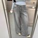 Cross-border American Retro Gray Wide-leg Casual Jeans For Women, 2025 Spring/summer High-waisted Drapey Floor-length_ecoleips.com