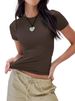 . Eurean And American Casual Short-sleeve Summer Solid Color Slim-fit Pullover T-shirt, Women's Streetwear Base_ecoleips.com