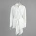 Aria Basics Aria Basics Cro-Border European And American 2026 Summer New Vacation Lazy Solid Color Lace-Up Turn-Down Collar Bodycon Shirt_ecoleips.com