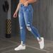 WISH Cross-Border Trade New Elastic Ripped Slim Fit Jeans Fashion Long Pants Women's Clothing_ecoleips.com