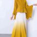 Women's Clothing Luxury Silk Ruffle Pleated Skirt Set With Ombre Gradient - Elegant Bat-Sleeve Blouse & Flowy Maxi Skirt For Women_ecoleips.com