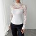 Women's Slim Fit Long Sleeved Top Lace Trimmed Back Zipper Style Autumn Winter New_ecoleips.com