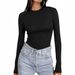 Women's Lightweight Crew Neck Undershirt Basic Slim Fit Warm Sweatshirt for Layering under T-Shirts_ecoleips.com