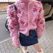 European American Cross-border Xiyin Autumn And Winter New . Foreign Trade Color-blocking Three-dimensional Floral_ecoleips.com
