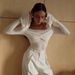 Women's Long Sleeved off Shoulder Top Lotus Flower Design Slim Fit Spring/Summer Sexy Thin Top for Casual Occasions_ecoleips.com