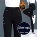 Women's Winter Thickened Fleece-lined Skinny Jeans, Long Women, Flattering For Plus-size Figures, Elastic Waist, Large_ecoleips.com