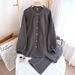 Women's Clothing Soft Cotton Waffle Lounge Set For Women - Breathable Long Sleeve PJ Set With Stand Collar, Minimalist Loungewear For Home & Outing_ecoleips.com