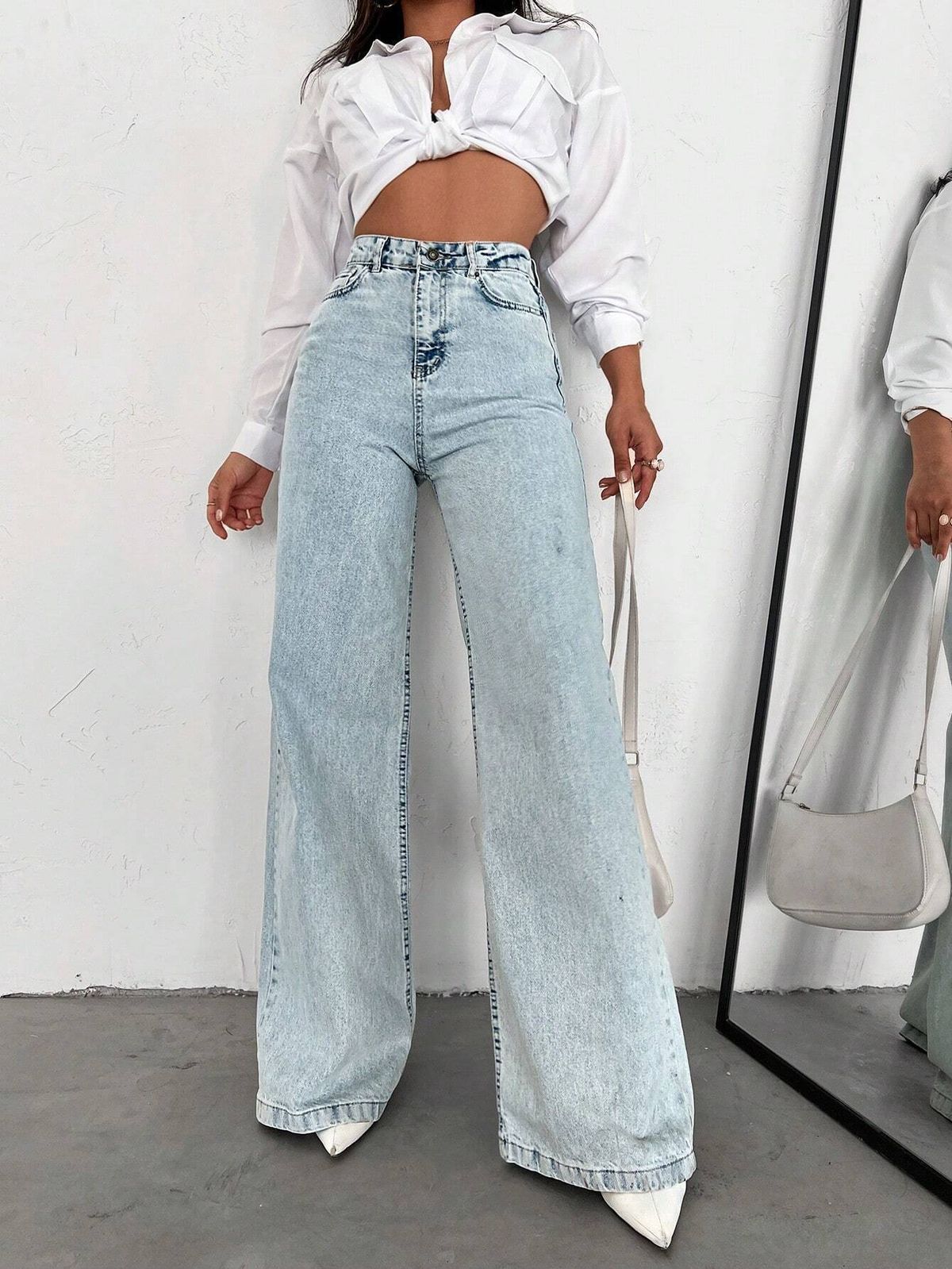 Best Selling Street Style JEANS Straight Leg Loose Versatile Wide Leg Long Jeans Washed Denim Jeans_ecoleips.com
