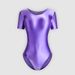 sexy Women Silky Glossy One-piece Japanese Swimsuit Oily Tights Shapewear Shiny Short Sleeve Bodysuit Men's Bathing Suits_ecoleips.com