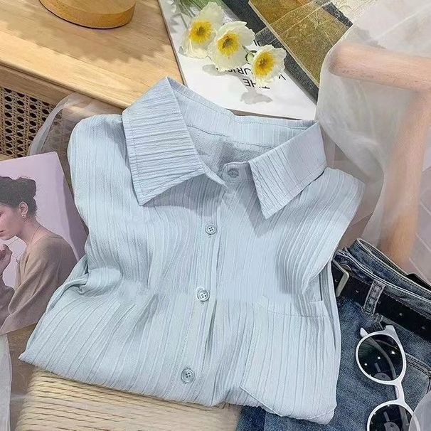 Design Sense Niche Chiffon Shirt Sun Protection Cardigan Jacket Summer 2024 New French Style Women's Blouse_ecoleips.com