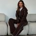 Women's Clothing2026 Casual Suit Long Sleeved Zipper Cardigan Loose Striped Sweatshirt Elastic Wide Leg Pants Two Piece Set_ecoleips.com