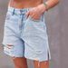 Women's Clothing Denim Shorts Years Summer New Street Fashion Washed Hole Side Split Jeans 3291_ecoleips.com